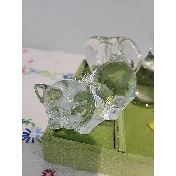 Vintage Clear Glass Animal Figures Paperweight Lot Of 6 MCM Mid Century Retro